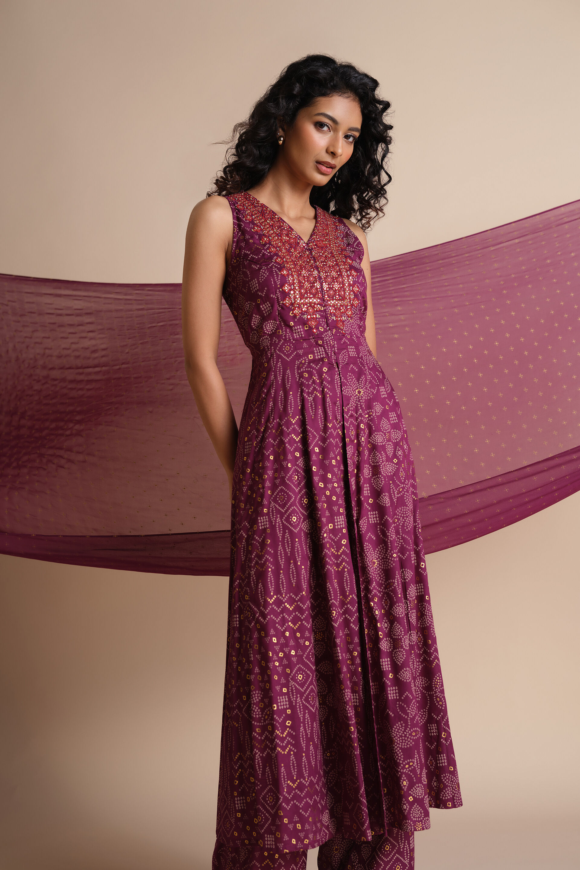 Berry Mast Kurta Set, Purple, image 2